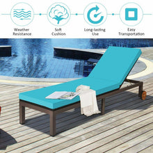Load image into Gallery viewer, Patio Chaise Lounge Chair Outdoor Rattan Lounger Recliner Chair-Turquoise
