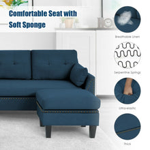 Load image into Gallery viewer, Convertible 4-Seat L-Shaped Sectional Sofa Couch with Storage Ottoman-Navy
