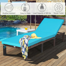 Load image into Gallery viewer, Outdoor Rattan Adjustable Cushioned Chaise-Turquoise
