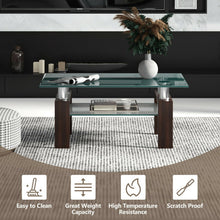 Load image into Gallery viewer, Rectangle Glass Coffee Table with Metal Legs for Living Room-Coffee
