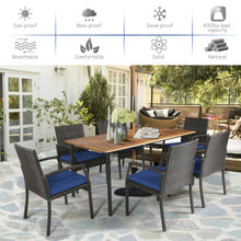 Load image into Gallery viewer, 7Pcs Patio Rattan Cushioned Dining Set with Umbrella Hole-Navy
