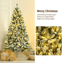 Load image into Gallery viewer, 6 Feet Pre-lit Snow Flocked Hinged Christmas Tree with 928 Tips and Metal Stand-6 ft
