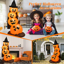 Load image into Gallery viewer, 7 Feet Halloween Inflatable Pumpkin Combo with Witch&#39;s Hat and LED Lights
