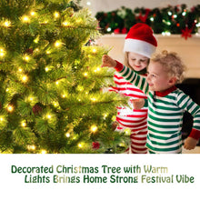 Load image into Gallery viewer, Pre-lit Hinged Christmas Tree wth Glitter Tips and Pine Cones
