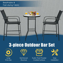 Load image into Gallery viewer, 3 Pieces Outdoor Patio Bar Table Stool Set-Black
