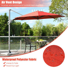 Load image into Gallery viewer, 11ft Patio Offset Umbrella with 360° Rotation and Tilt System-Orange
