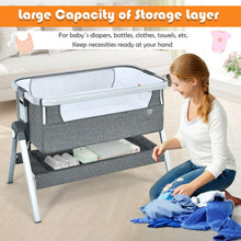Load image into Gallery viewer, Baby Bassinet Bedside Sleeper with Storage Basket and Wheel for Newborn-Gray
