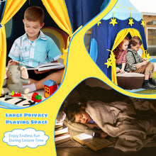 Load image into Gallery viewer, Indoor Outdoor Kids Foldable Pop Up Play Tent with Star Lights Carry Bag-Blue

