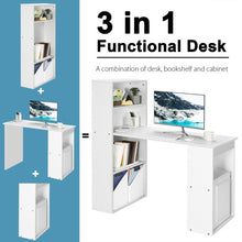 Load image into Gallery viewer, Computer Desk Writing Workstation Office with 6-Tier Storage Shelves-White
