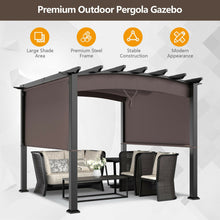 Load image into Gallery viewer, 10 x 10ft Patio Pergola Gazebo Sun Shade Shelter with Retractable Canopy-Coffee
