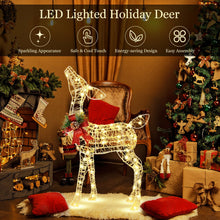 Load image into Gallery viewer, Lighted Christmas Reindeer Decorations with 50 LED Lights for Outdoor Yard
