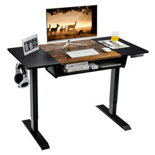 Load image into Gallery viewer, 48 Inch Electric Sit to Stand Desk with Keyboard Tray-Rustic Brown
