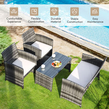 Load image into Gallery viewer, 4 Pcs Patio Rattan Furniture Set Top Sofa With Glass Table-White
