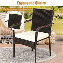 Load image into Gallery viewer, Set of 4 Patio Rattan Stackable Dining Chair with Cushioned Armrest for Garden
