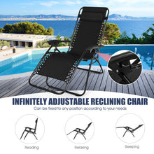 Load image into Gallery viewer, 3 Pieces Folding Portable Zero Gravity Reclining Lounge Chairs Table Set-Black
