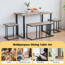 Load image into Gallery viewer, 4 Pieces Industrial Dinette Set with Bench and 2 Stools-Oak
