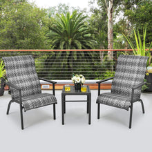 Load image into Gallery viewer, 3 Pieces Patio Rattan Bistro Set with High Backrest and Armrest-Gray
