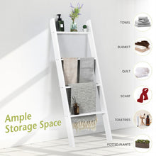 Load image into Gallery viewer, 4-Tier Wall Leaning Ladder Shelf Stand-White
