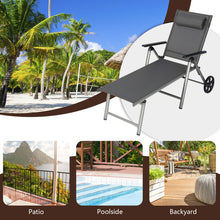 Load image into Gallery viewer, Adjustable Patio Folding Chaise Lounge Chair with Wheels
