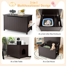 Load image into Gallery viewer, Wooden Cat Litter Box Enclosure with Top Opening Side Table Furniture-Coffee
