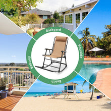Load image into Gallery viewer, Outdoor Patio Camping Lightweight Folding Rocking Chair with Footrest -Beige
