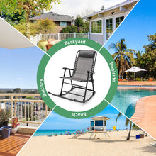 Load image into Gallery viewer, Outdoor Patio Camping Lightweight Folding Rocking Chair with Footrest -Gray
