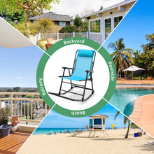 Load image into Gallery viewer, Outdoor Patio Camping Lightweight Folding Rocking Chair with Footrest -Navy
