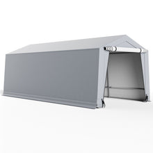 Load image into Gallery viewer, 10.2 x 20.4 Feet Outdoor Portable Heavy Duty Carport Canopy Garage with Doors-Gray
