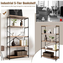 Load image into Gallery viewer, Multipurpose Open Bookcase Industrial Rack Wide Standing Storage Shelf-Brown
