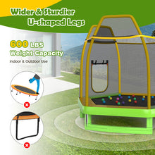 Load image into Gallery viewer, 7 Feet Trampoline with Ladder and Slide for Indoor and Outdoor-Green
