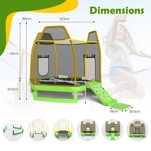 Load image into Gallery viewer, 7 Feet Trampoline with Ladder and Slide for Indoor and Outdoor-Green
