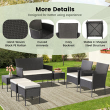 Load image into Gallery viewer, 7 Piece Rustproof Wicker Outdoor Sofa Set with Coffee Tables and Ottomans
