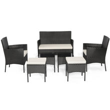 Load image into Gallery viewer, 7 Piece Rustproof Wicker Outdoor Sofa Set with Coffee Tables and Ottomans
