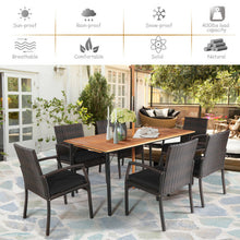 Load image into Gallery viewer, 7 Pieces Patio Rattan Cushioned Dining Set with Umbrella Hole-Black
