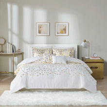 Load image into Gallery viewer, Intelligent Design Lillie 100% Polyester Brushed Metallic Printed Duvet Cover Set - Twin/Twin XL - Ivory/Gold ID12-1868 By Olliix
