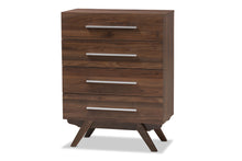 Load image into Gallery viewer, Baxton Studio Auburn Mid-Century Modern Walnut Brown Finished Wood 4-Drawer Chest
