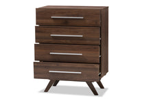 Load image into Gallery viewer, Baxton Studio Auburn Mid-Century Modern Walnut Brown Finished Wood 4-Drawer Chest
