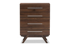 Load image into Gallery viewer, Baxton Studio Auburn Mid-Century Modern Walnut Brown Finished Wood 4-Drawer Chest
