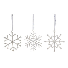 Load image into Gallery viewer, Jeweled Metal Snowflake with Ribbon Hanger (Set of 12)
