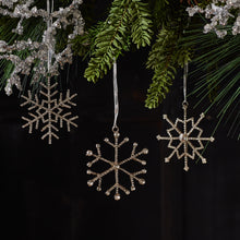 Load image into Gallery viewer, Jeweled Metal Snowflake with Ribbon Hanger (Set of 12)
