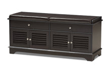Load image into Gallery viewer, Baxton Studio Leo Modern and Contemporary Dark Brown Wood 2-Drawer Shoe Storage Bench

