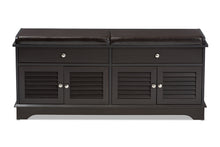 Load image into Gallery viewer, Baxton Studio Leo Modern and Contemporary Dark Brown Wood 2-Drawer Shoe Storage Bench

