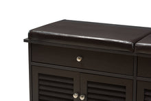 Load image into Gallery viewer, Baxton Studio Leo Modern and Contemporary Dark Brown Wood 2-Drawer Shoe Storage Bench
