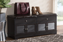 Load image into Gallery viewer, Baxton Studio Leo Modern and Contemporary Dark Brown Wood 2-Drawer Shoe Storage Bench
