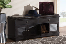 Load image into Gallery viewer, Baxton Studio Leo Modern and Contemporary Dark Brown Wood 2-Drawer Shoe Storage Bench
