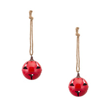 Load image into Gallery viewer, Red Metal Sleigh Bell with Jute Hanger (Set of 2)
