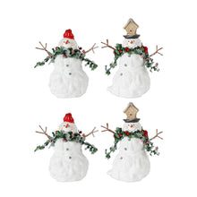 Load image into Gallery viewer, Terra Cotta Melted Snowman Family with Bird and Pine Accents (Set of 2)
