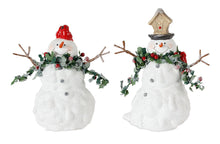 Load image into Gallery viewer, Terra Cotta Melted Snowman Family with Bird and Pine Accents (Set of 2)

