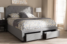 Load image into Gallery viewer, Baxton Studio Aubrianne Modern and Contemporary Grey Fabric Upholstered Queen Storage Bed
