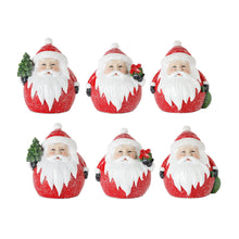 Load image into Gallery viewer, Frosted Round Santa Figure with Bird and Pine Accent (Set of 6)
